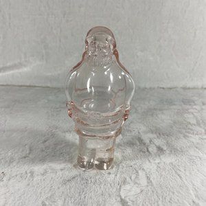 Vintage 1984 pink Shackman pink glass Santa candy container
